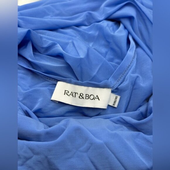 🆕 RAT & BOA 🧿 NWOT Antonie Blue Draped Maxi Dress with Leather Belt, Sz XXS/XS - Picture 12 of 14